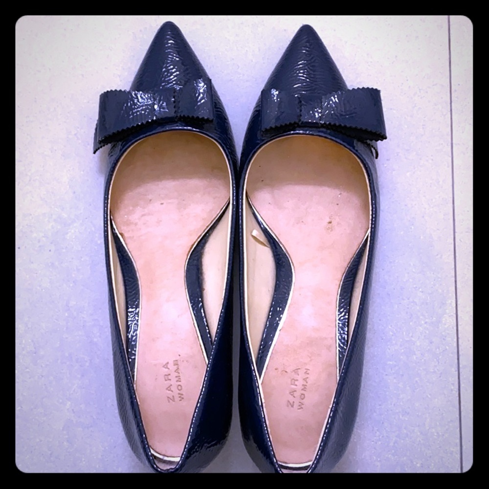 Zara dark blue pointy low heel